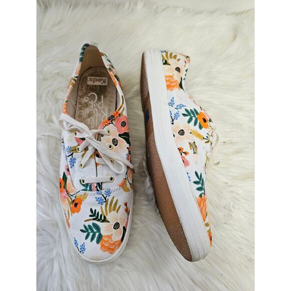 Keds Shoes - Keds Rifle Paper CO Lively Champion White Floral 9 Midium Women's 114046